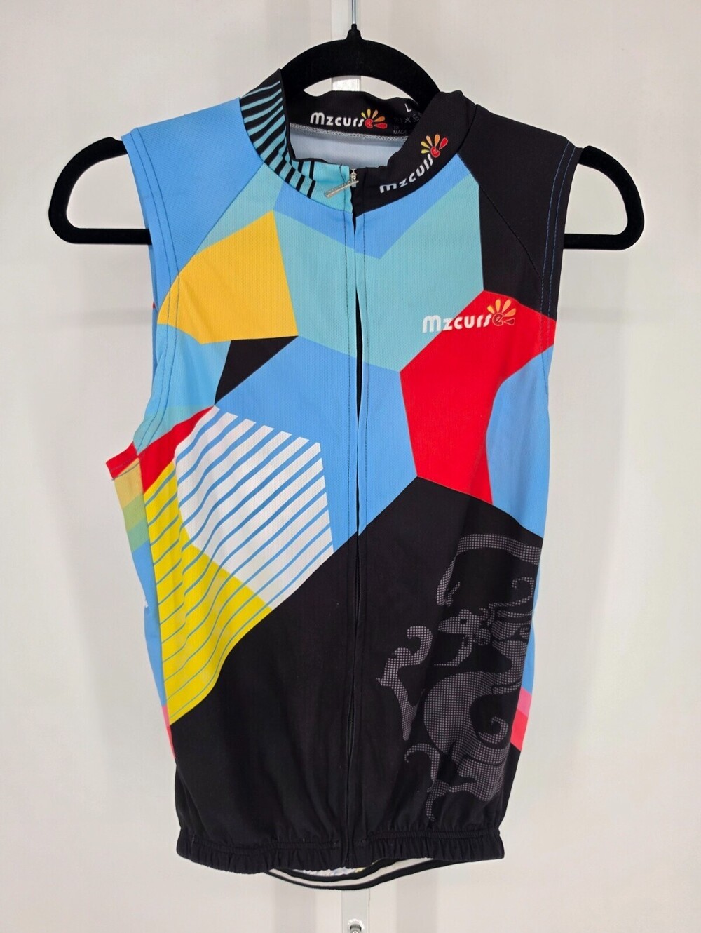 Mzcurse Mens Sz L Full Zip Sleeveless cycling jersey Colorful